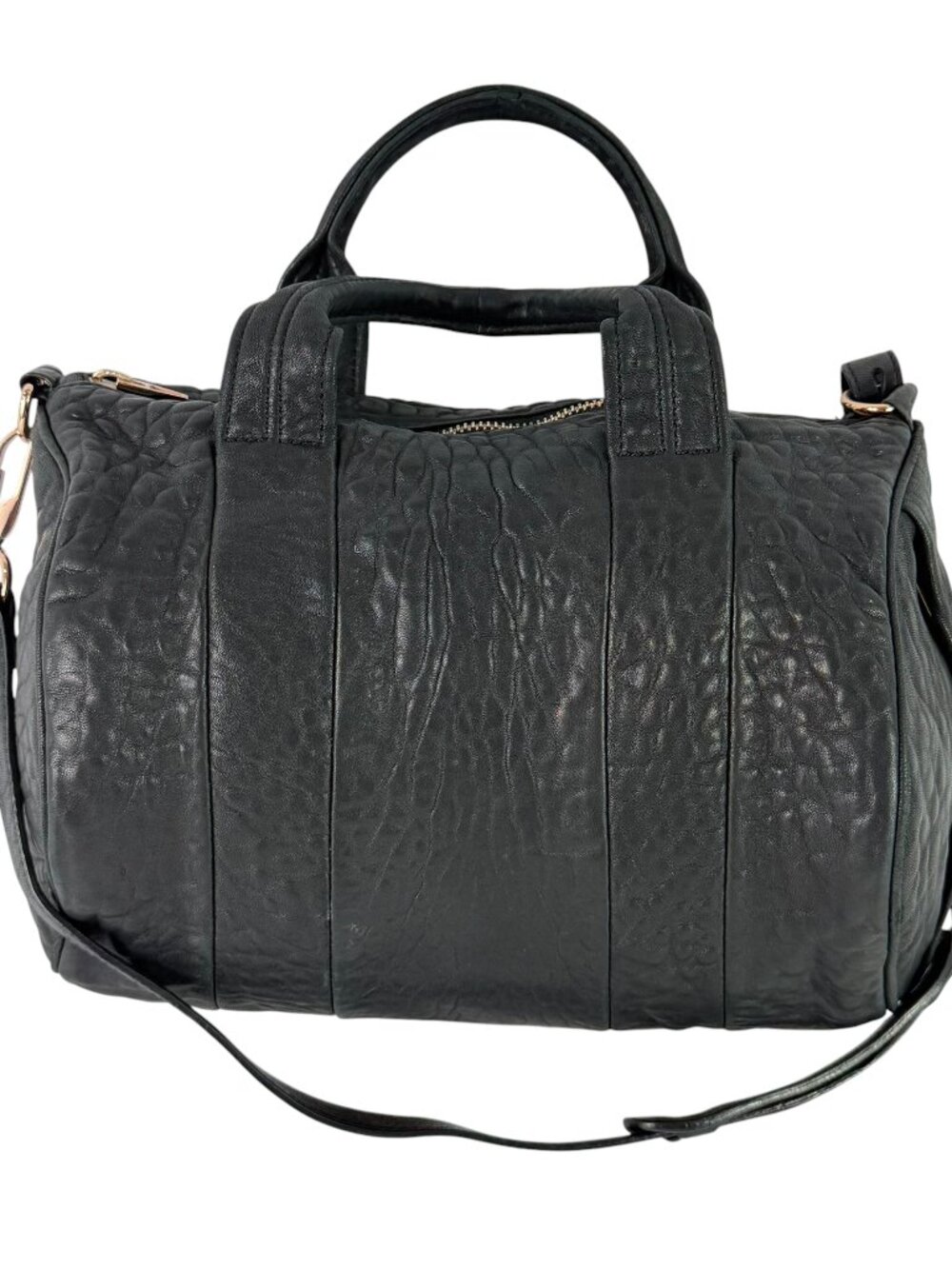 ALEXANDER WANG Black Leather Rocco Studded Satchel Shoulder Bag